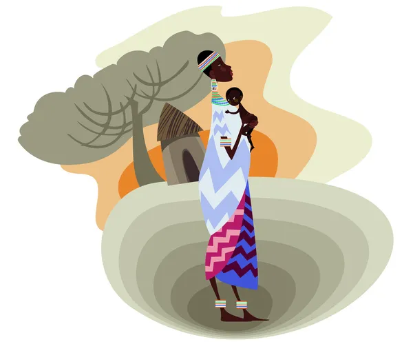 Una joven madre africana — Vector de stock