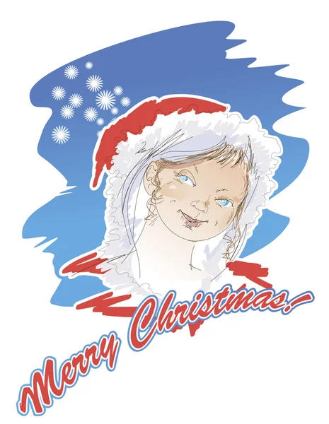 Portrait of a Snow Maiden on a Christmas card — Stock Vector