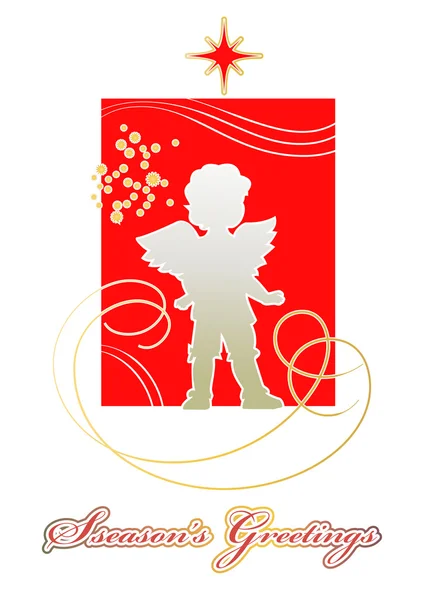 Christmas card with a Golden silhouette of the little angel — Stock Vector