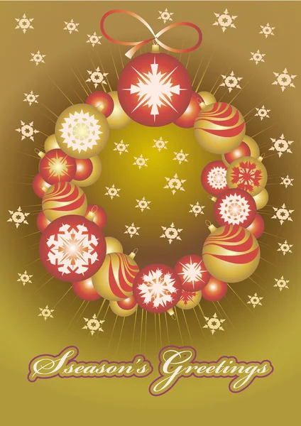 Wreath ������of Christmas gold balls — Stock Vector