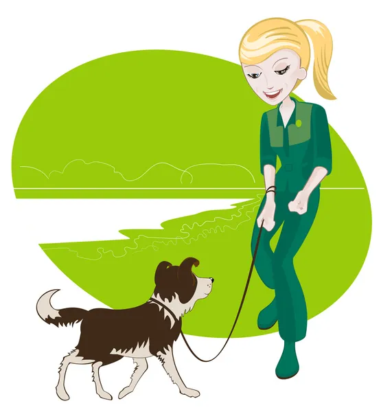 A girl and her dog — Stock Vector