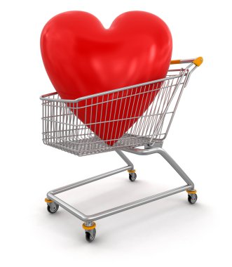 alışveriş sepeti ve kalpler