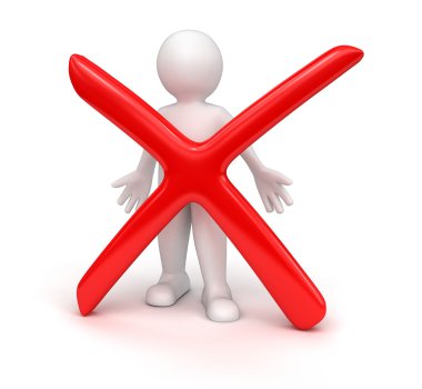 kırmızı negatif sembol ile 3D kişi