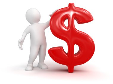 3D adam dolar simgesiyle