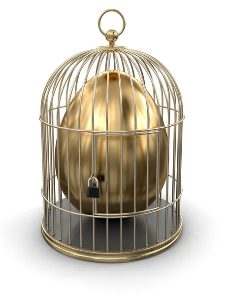 Cage en or avec oeuf — Photo