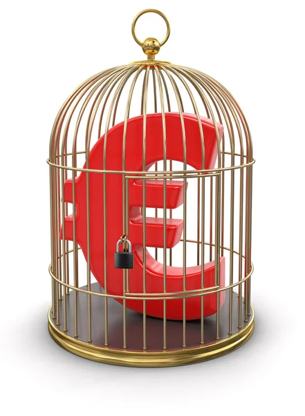 Gold Cage with euro — Stock Photo, Image
