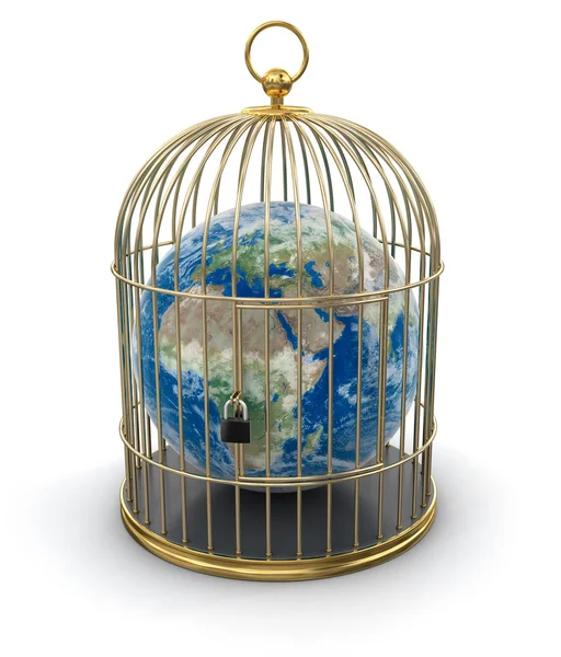 Gold Cage with Globe — Stock Photo, Image