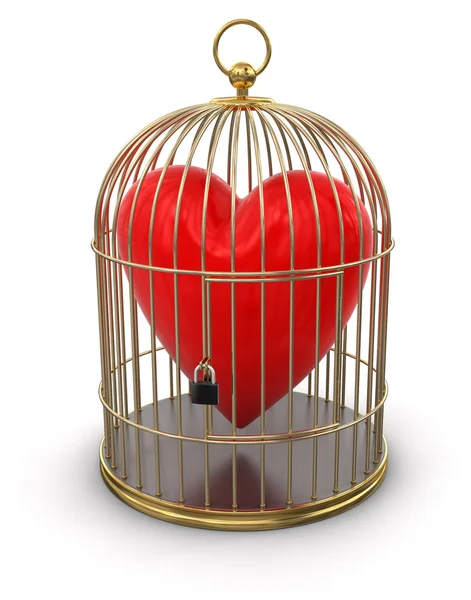 Gold Cage with Heart — Stock Photo, Image