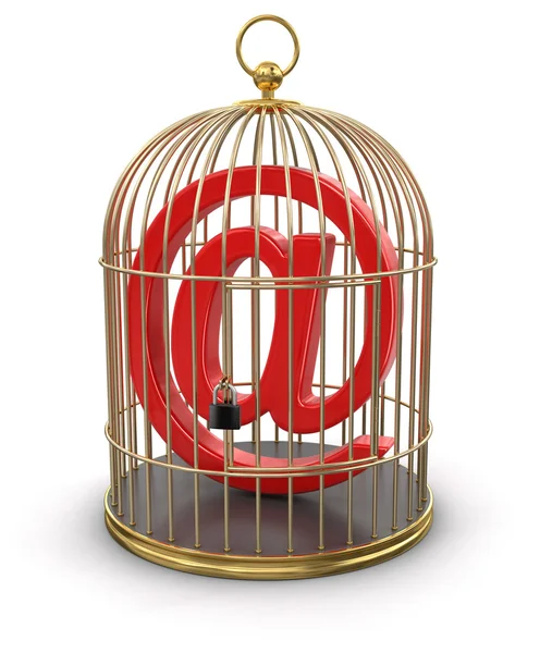 Gold Cage with E-Mail — Stock Photo, Image