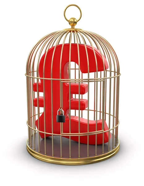 Gold Cage with Pound — Stock Photo, Image