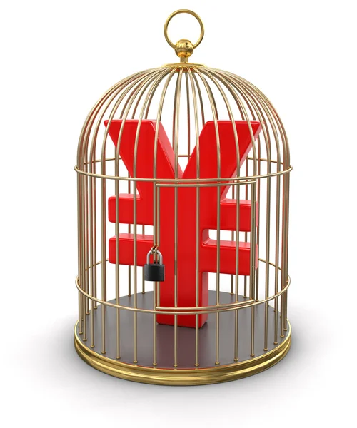 Gold Cage with Yen — Stock Photo, Image