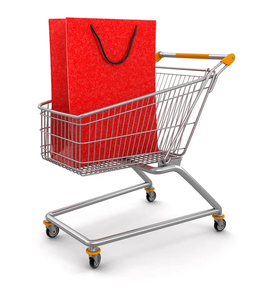 Shopping Cart dan Bags — Stok Foto