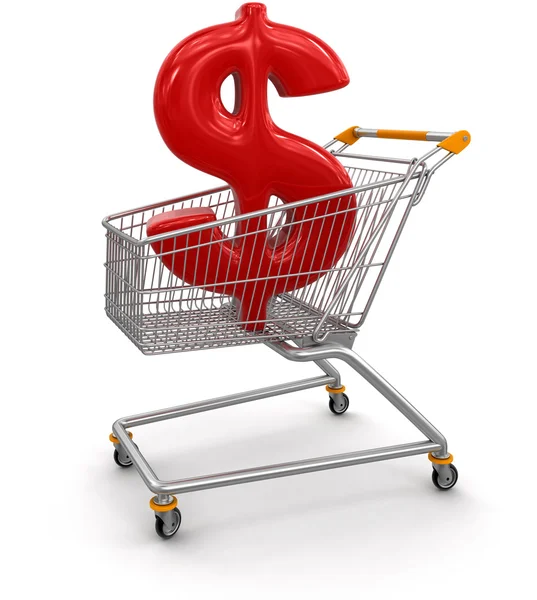Shopping Cart with Dollar — Stock Photo, Image