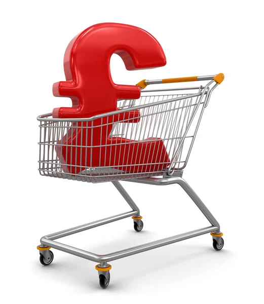 Shopping Cart with Pound — Stok Foto