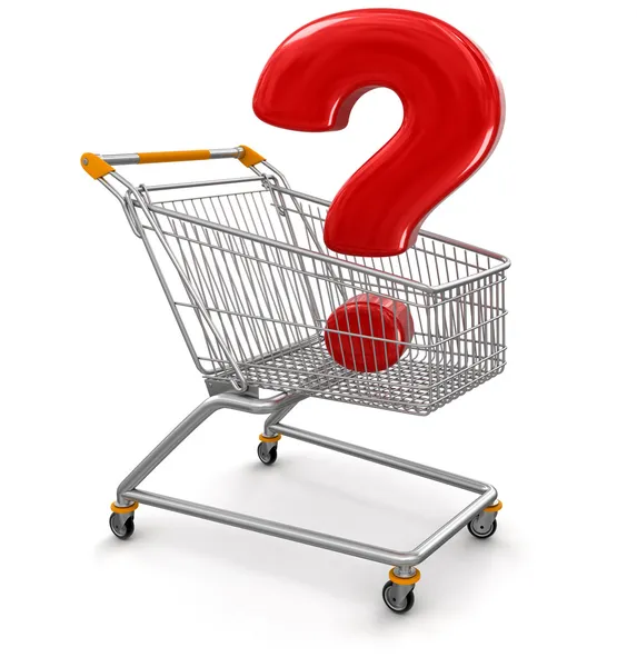 Alışveriş sepeti ve soru işareti — Stok fotoğraf