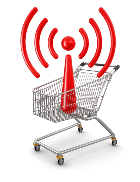 Shopping Cart and Wi-Fi — Stock Photo, Image