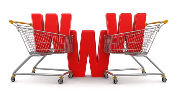 Shopping cart and online shopping — Stock Photo, Image