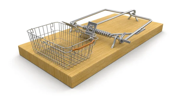 Mousetrap and Shopping Basket — Stock Photo, Image