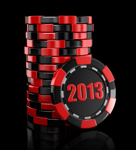 Pilhas de fichas de casino com 2013 ano — Fotografia de Stock