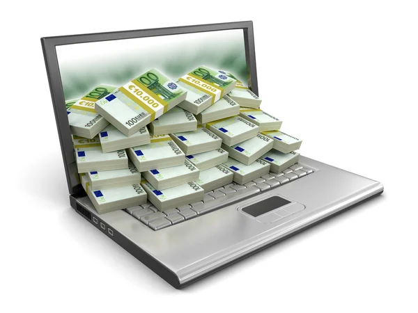 Laptop en euro — Stockfoto