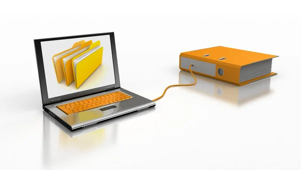Laptop e documento — Fotografia de Stock