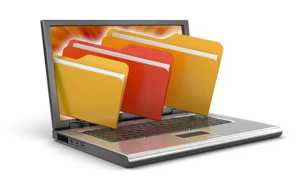 Laptop en document — Stockfoto