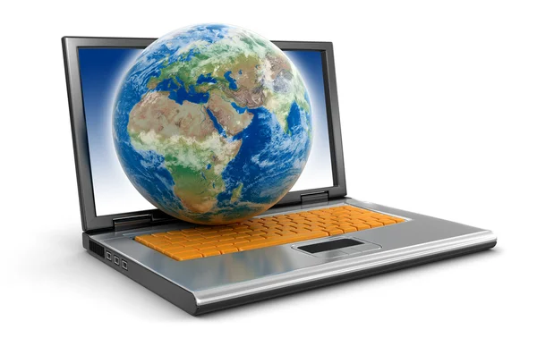 Laptop und Globus — Stockfoto