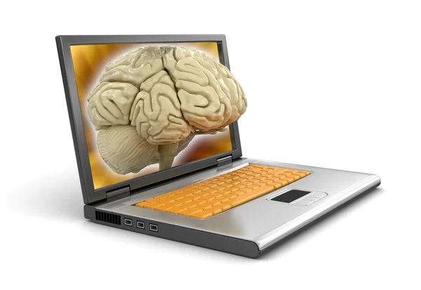 Lap-top και του ανθρώπινου εγκεφάλου — Stockfoto