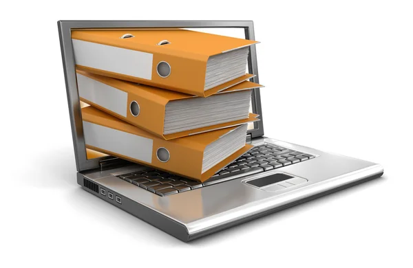 Laptop and Folders — Stock Photo, Image