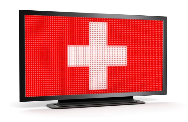 TV with Swiss flag — Stock Photo, Image