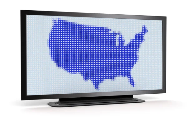 TV con mappa di USA — Foto Stock