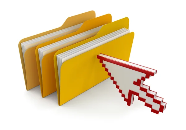 Folders with files and cursor — Stock Photo, Image