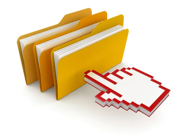 Folders with files and cursor — Stock Photo, Image