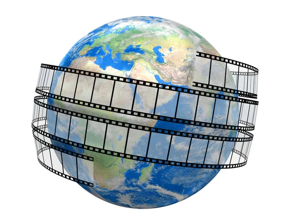 Film Strip and globe — Stock Photo, Image