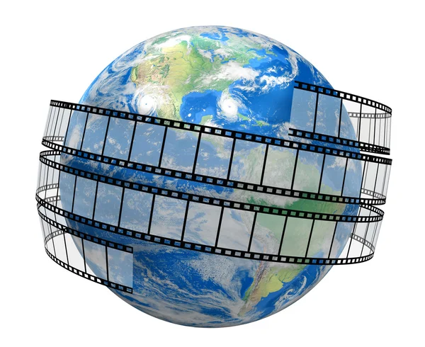 Filmstrip en globe — Stockfoto