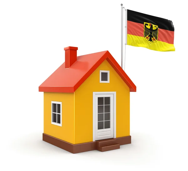 Drapeau et maison allemands — Photo