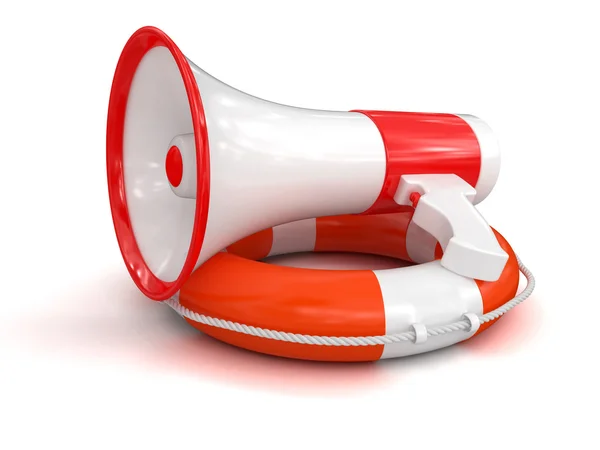 Megaphone and Lifebuoy — Stock Photo, Image