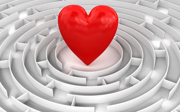 Heart in the middle of the maze — Stock Photo, Image