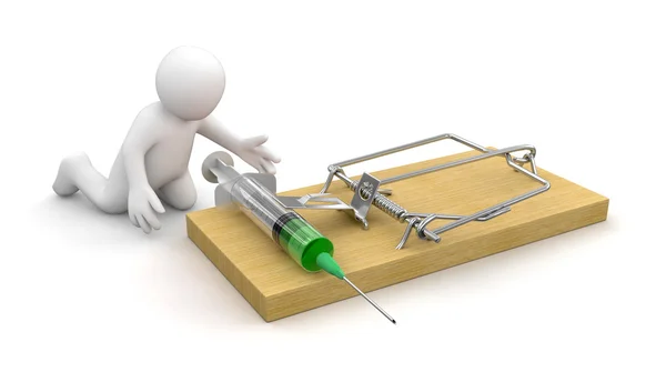 Man and Mousetrap with Syringe — Stock Photo, Image