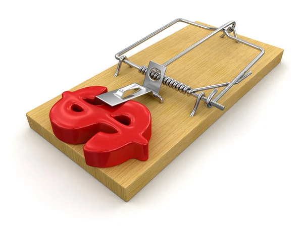 Mousetrap and Dollar Sign — Stock Photo, Image