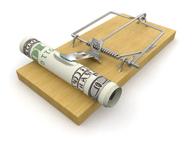 Hundred dollars in a mousetrap — Stock Photo, Image