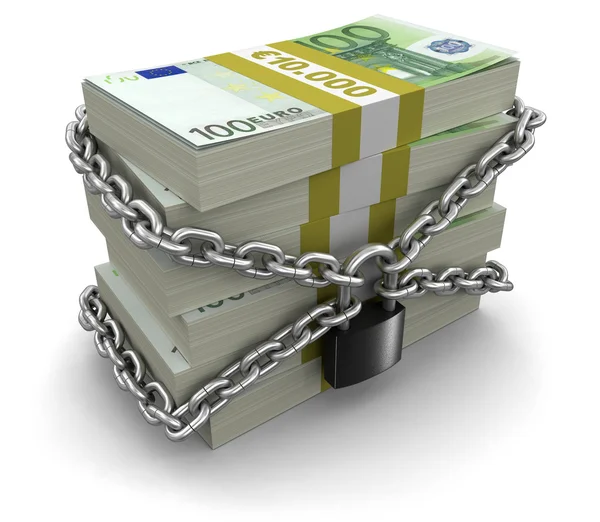 Pile of Euro and lock — Stock Photo, Image