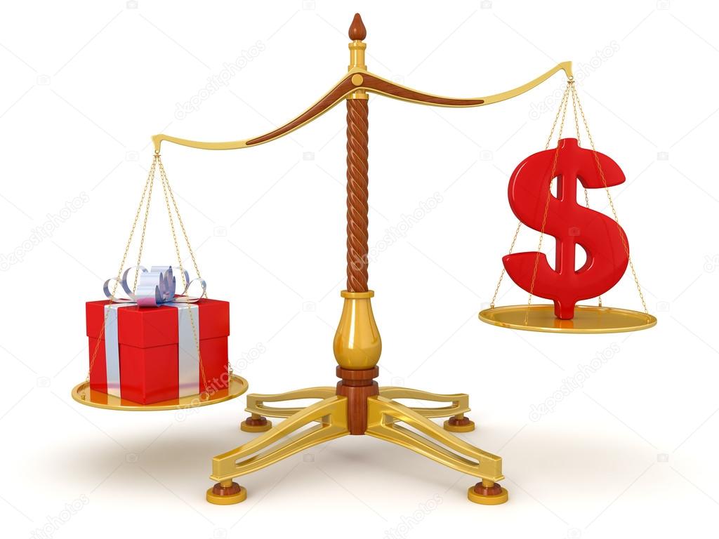 Scales with dollar sign and present — Stock Photo © panama555 31776129