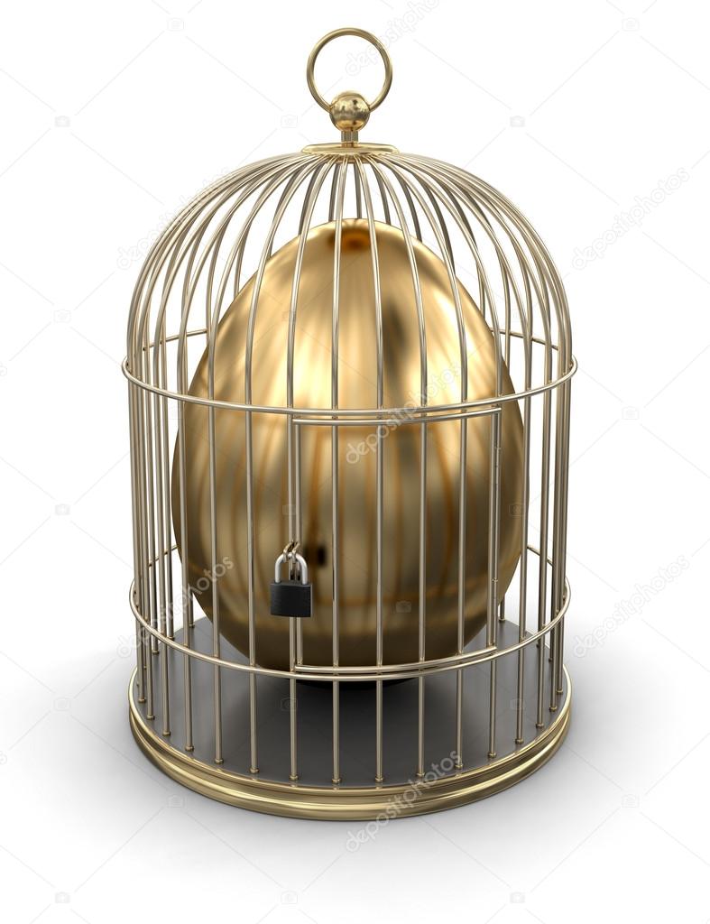 Gold Cage with Egg