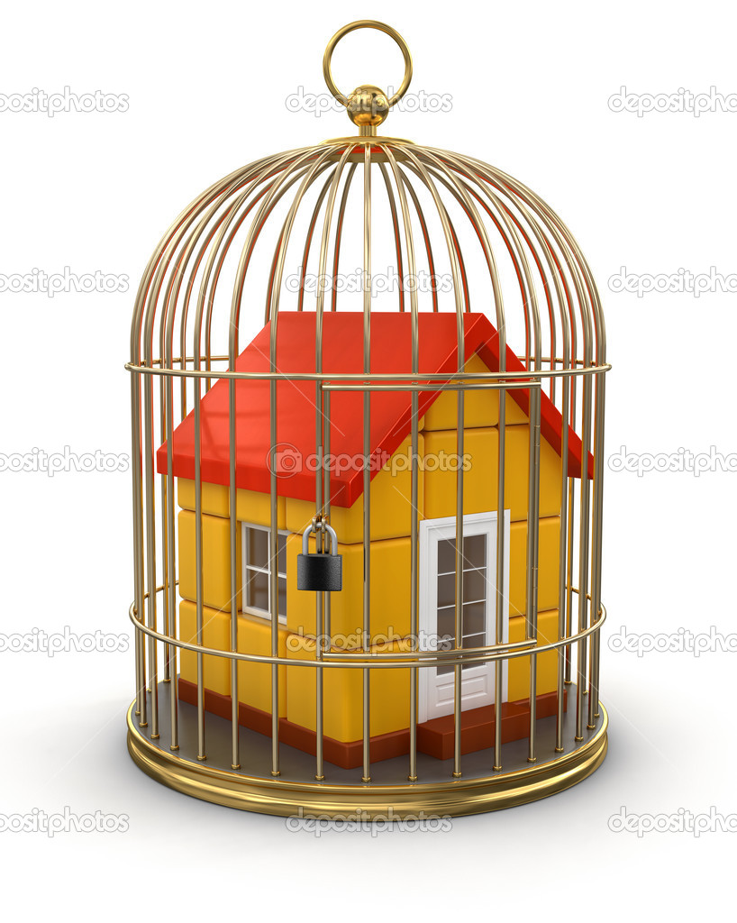 Gold Cage with House