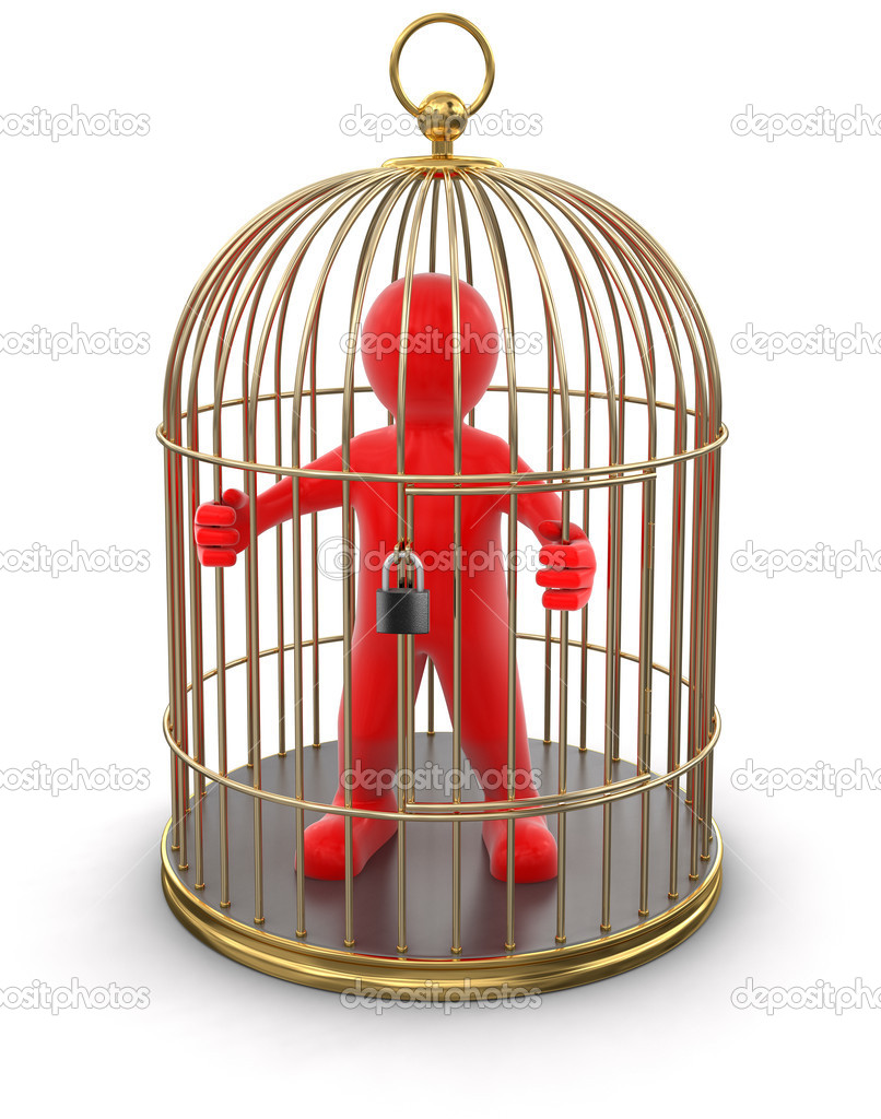 Gold Cage with Man