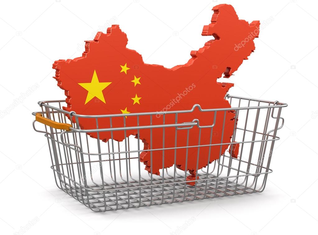 Shopping Basket and China map