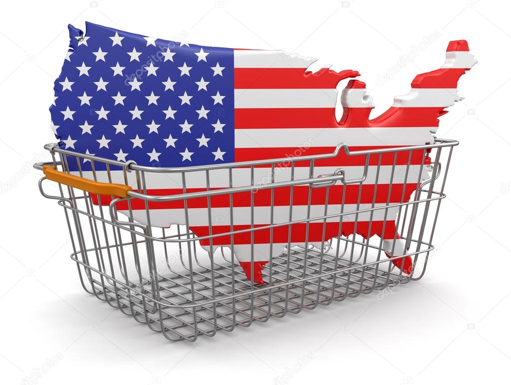 Shopping Basket and USA map