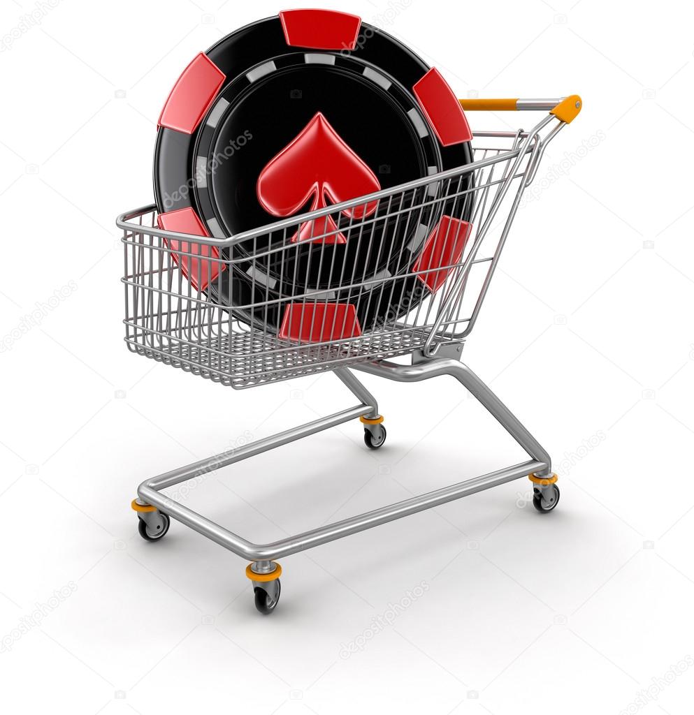 Shopping Cart and casino chip