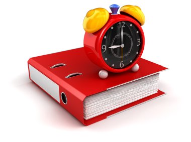 carpeta y reloj despertador